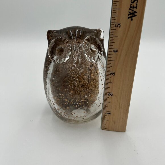 VINTAGE HAND-BLOWN gold flake glass owl art paper weight art collectable home de - Picture 10 of 13